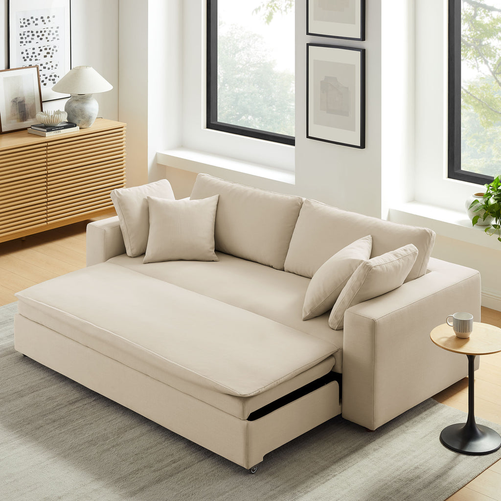 Commix Down Filled Overstuffed Sleeper Sofa - Light Beige