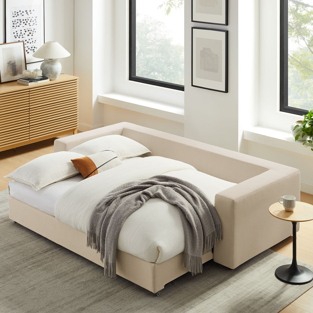 Commix Down Filled Overstuffed Sleeper Sofa - Light Beige