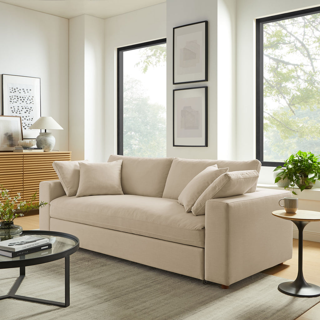 Commix Down Filled Overstuffed Sleeper Sofa - Light Beige