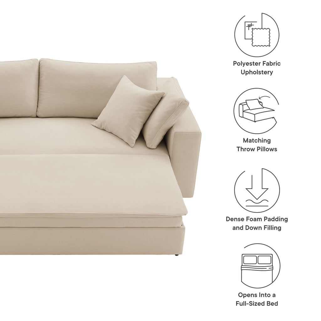 Commix Down Filled Overstuffed Sleeper Sofa - Light Beige