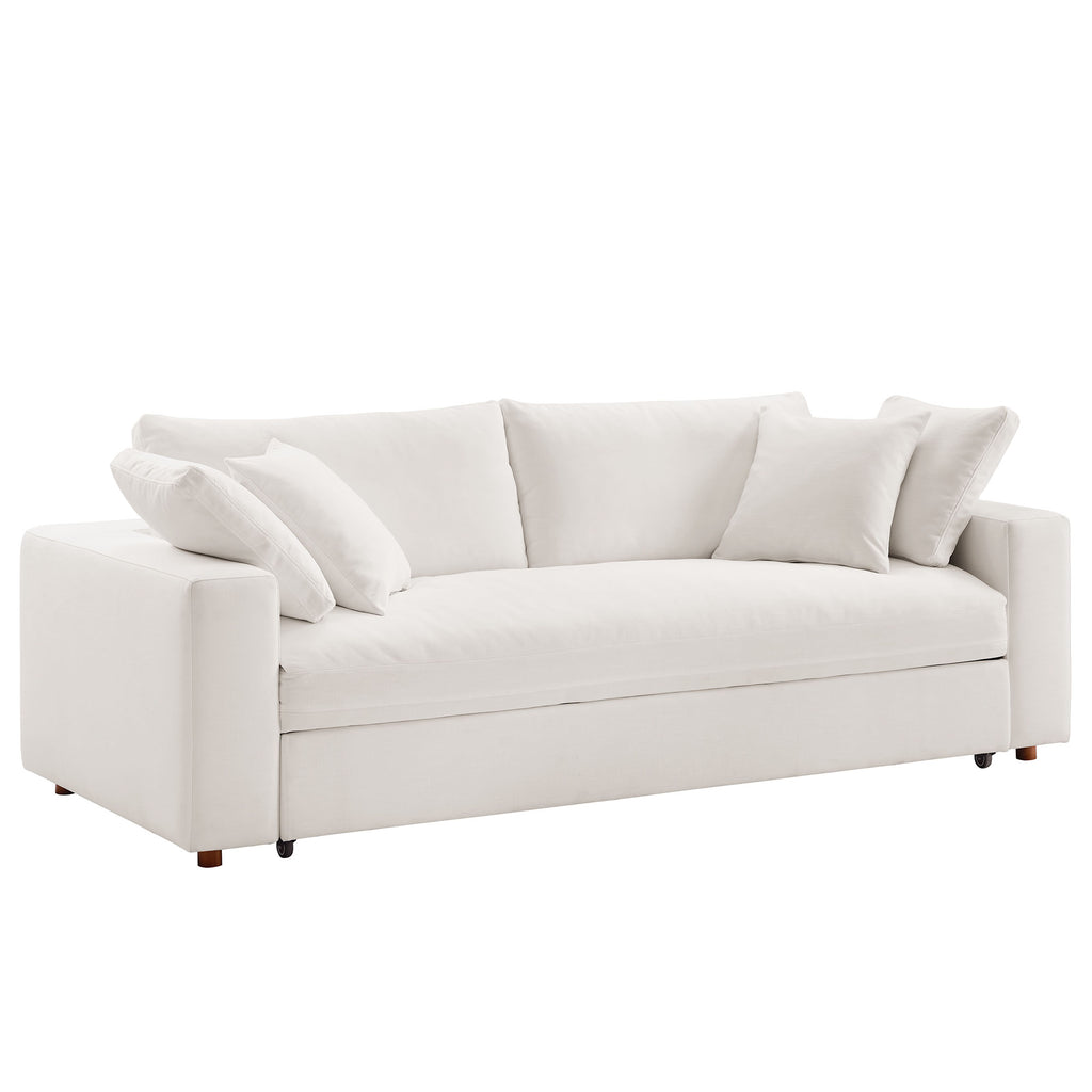 Commix Down Filled Overstuffed Sleeper Sofa - Pure White