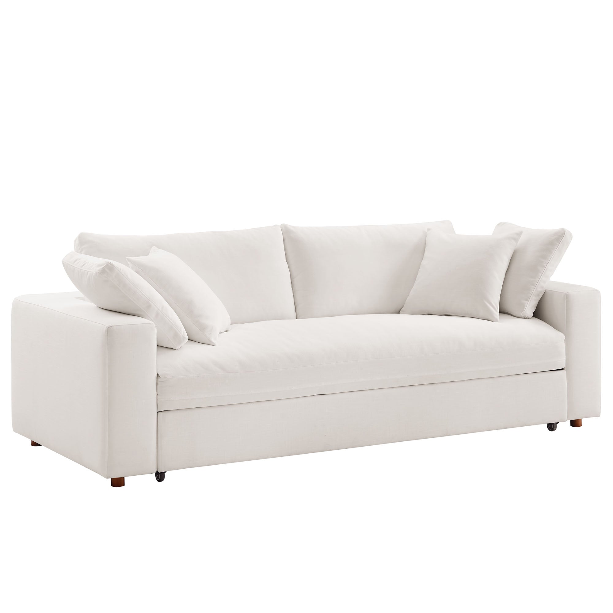 Commix Down Filled Overstuffed Sleeper Sofa - Pure White