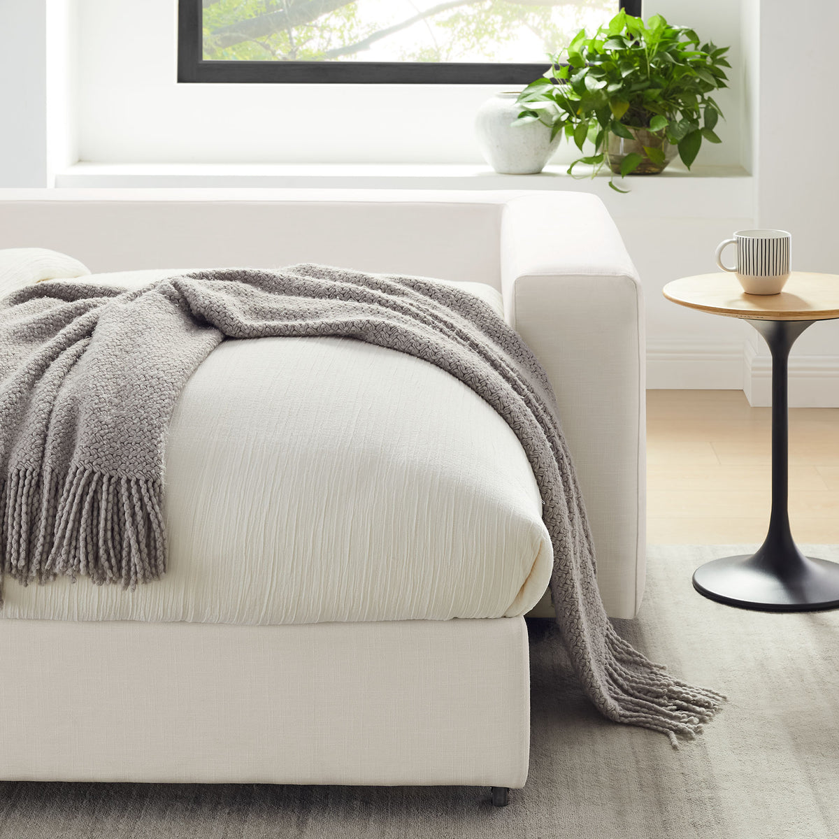 Commix Down Filled Overstuffed Sleeper Sofa - Pure White