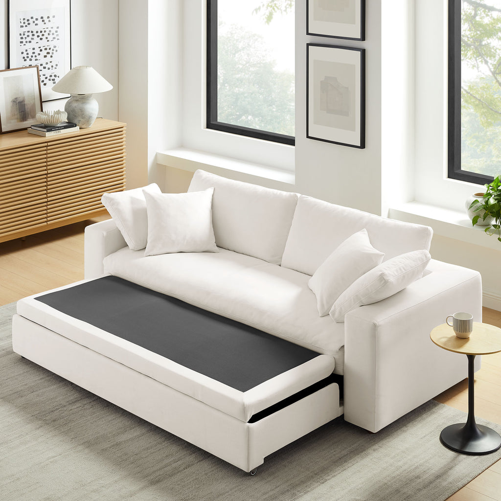 Commix Down Filled Overstuffed Sleeper Sofa - Pure White