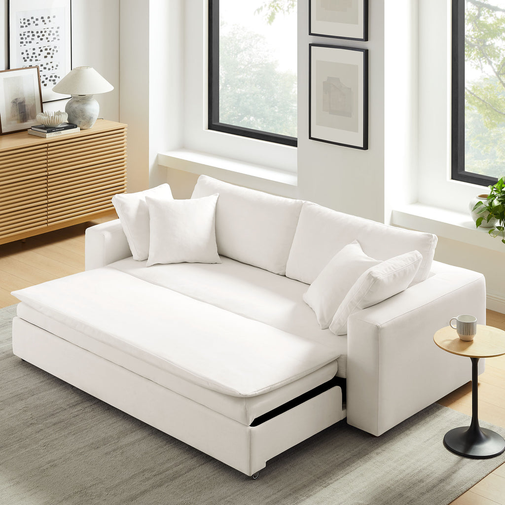 Commix Down Filled Overstuffed Sleeper Sofa - Pure White