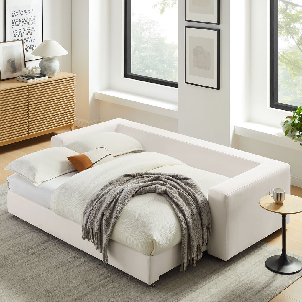 Commix Down Filled Overstuffed Sleeper Sofa - Pure White