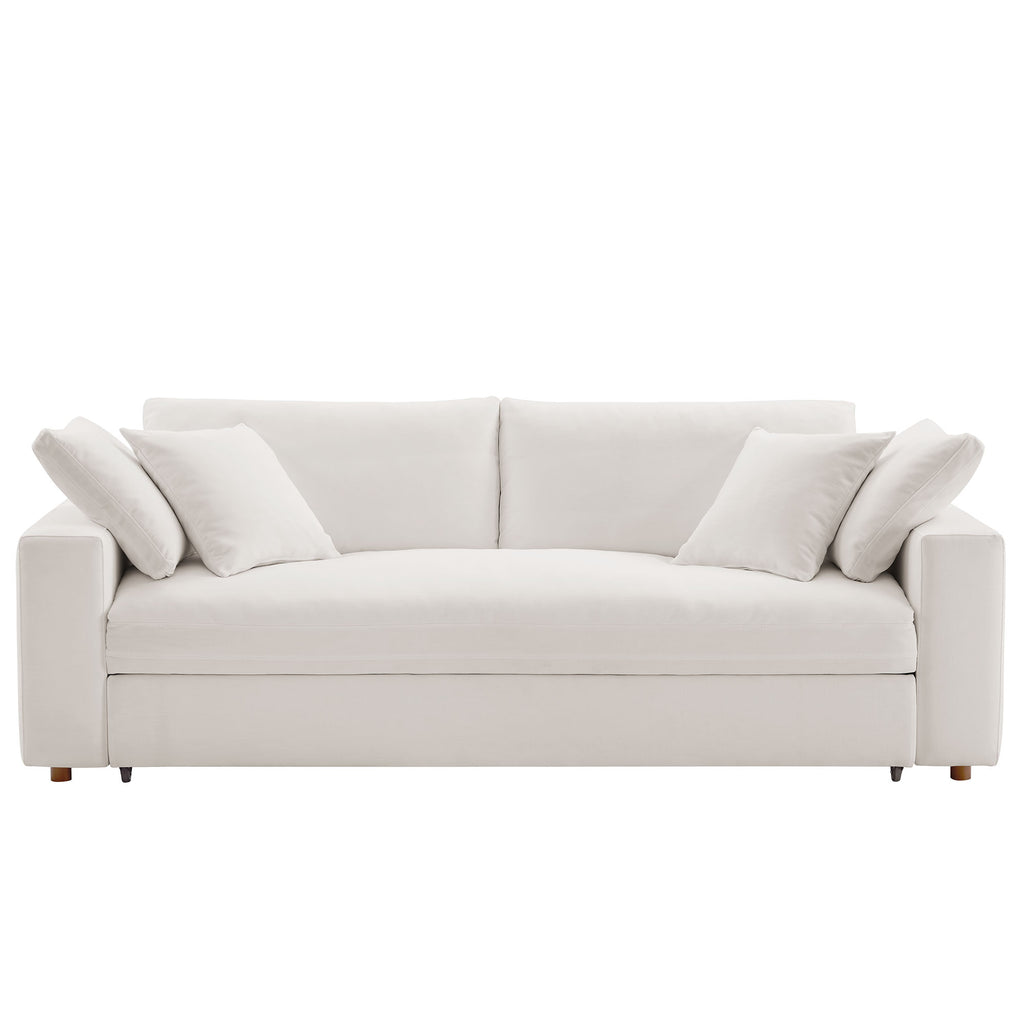 Commix Down Filled Overstuffed Sleeper Sofa - Pure White