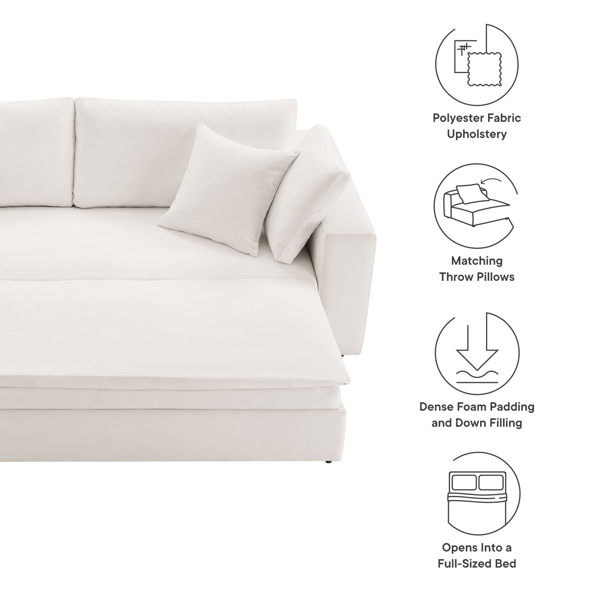 Commix Down Filled Overstuffed Sleeper Sofa - Pure White