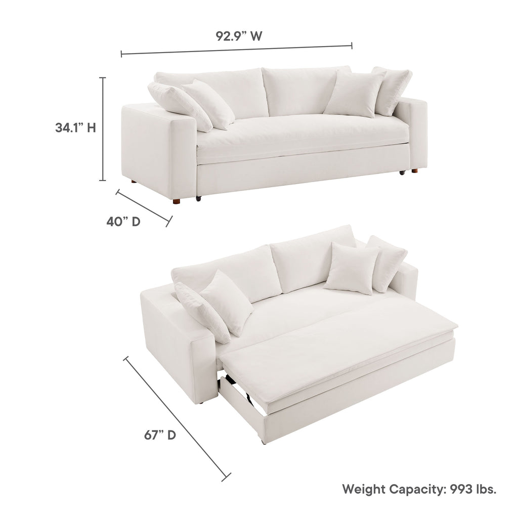 Commix Down Filled Overstuffed Sleeper Sofa - Pure White