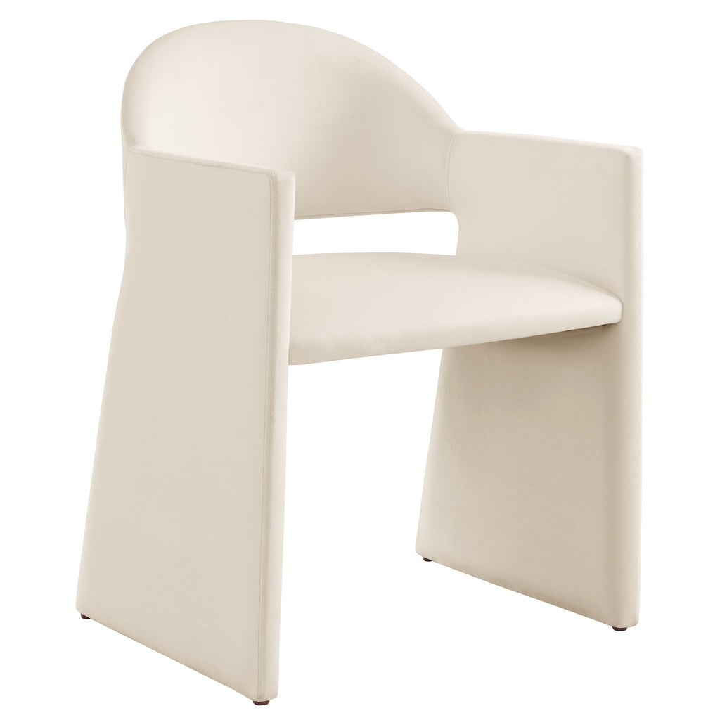 Talia Performance Velvet Dining Armchair - Alabaster