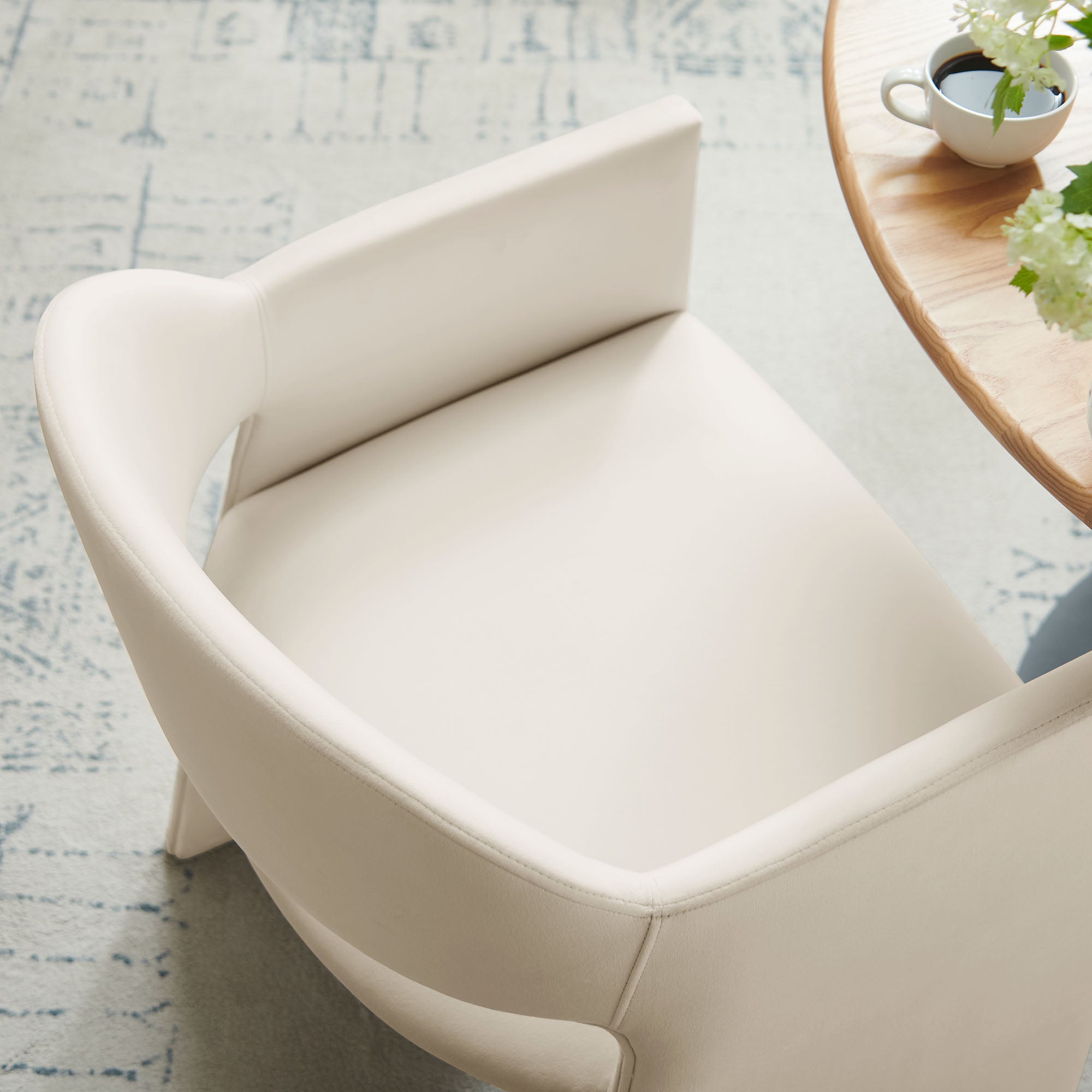Talia Performance Velvet Dining Armchair - Alabaster