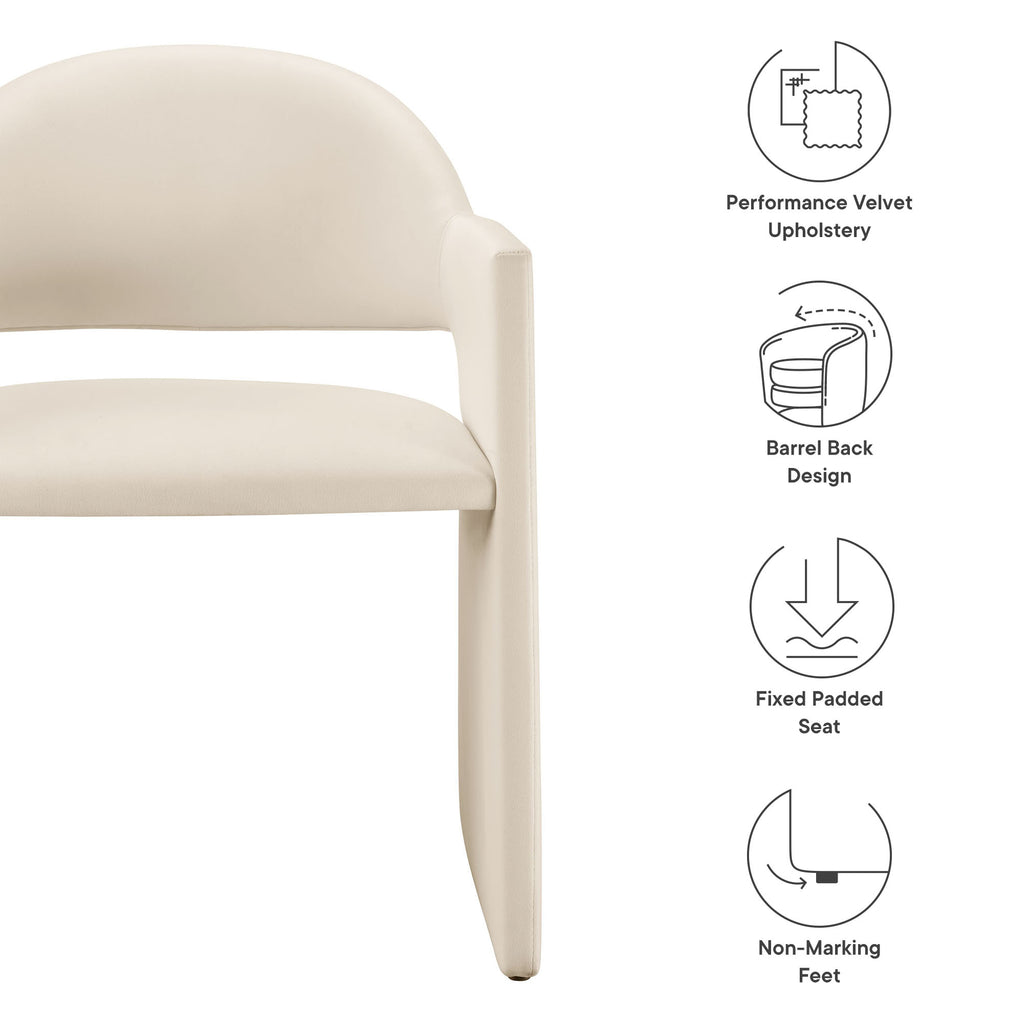 Talia Performance Velvet Dining Armchair - Alabaster