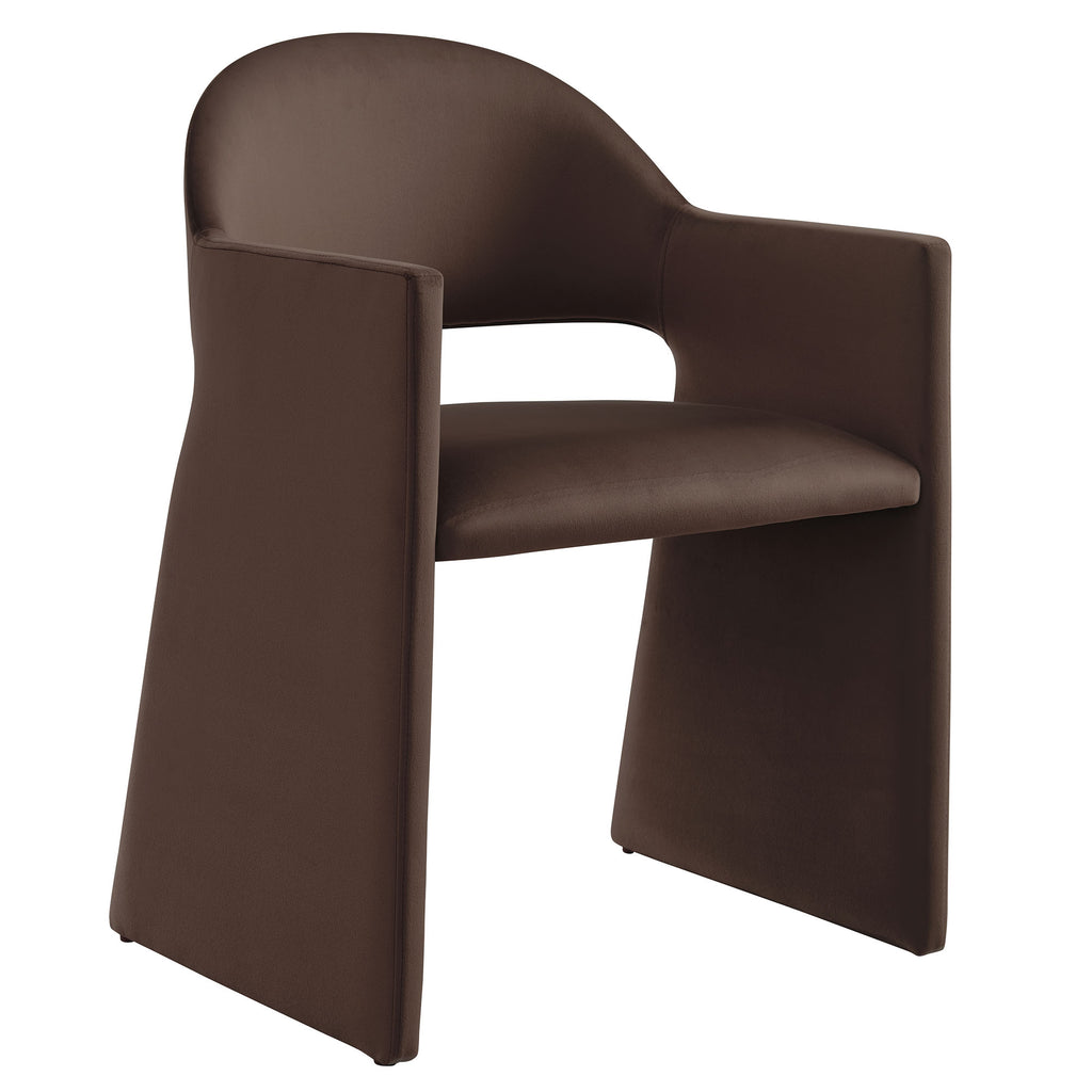 Talia Performance Velvet Dining Armchair - Chocolate Brown