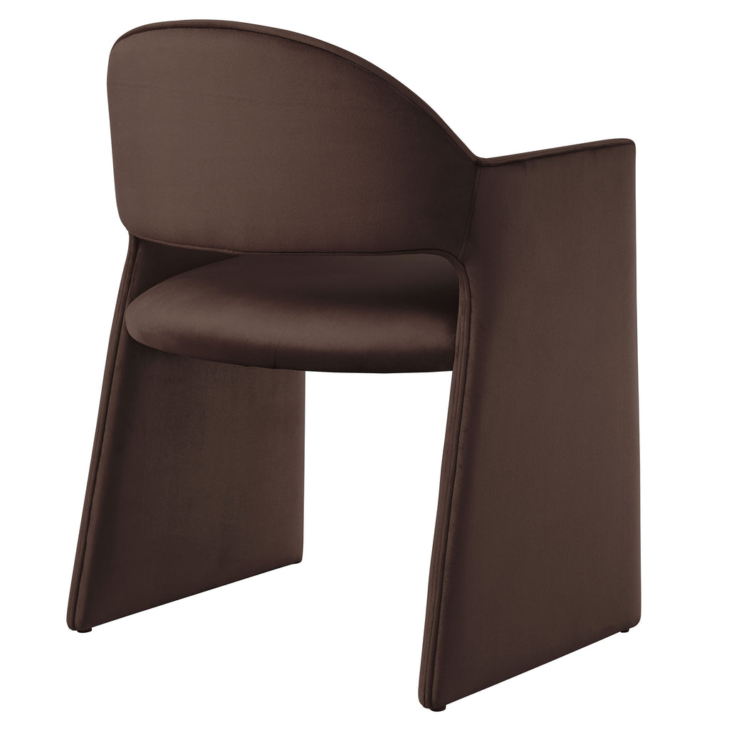 Talia Performance Velvet Dining Armchair - Chocolate Brown