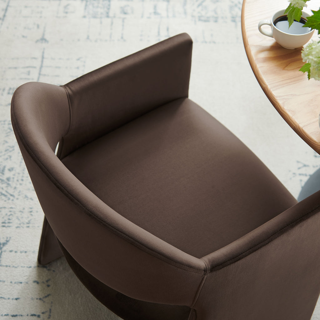 Talia Performance Velvet Dining Armchair - Chocolate Brown