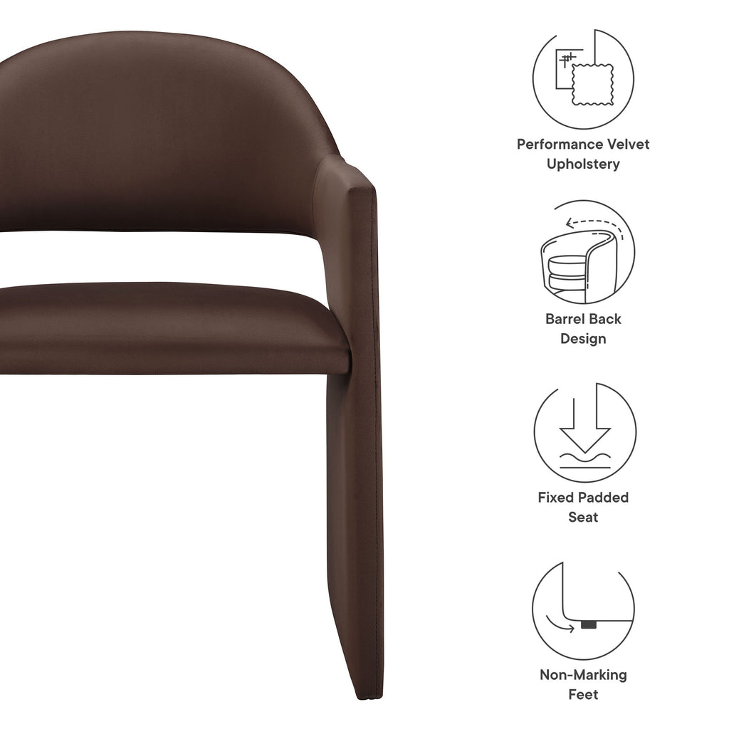 Talia Performance Velvet Dining Armchair - Chocolate Brown