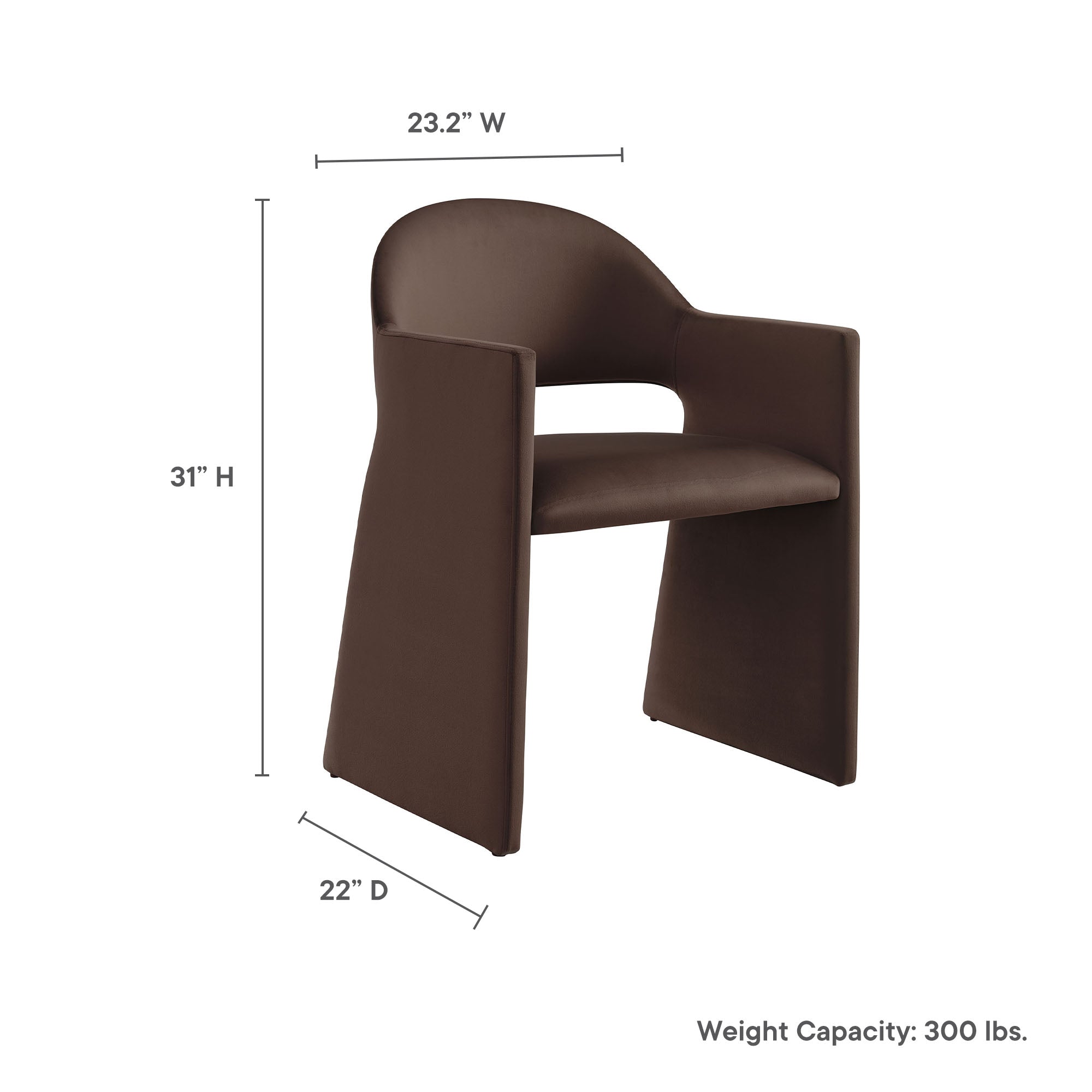 Talia Performance Velvet Dining Armchair - Chocolate Brown
