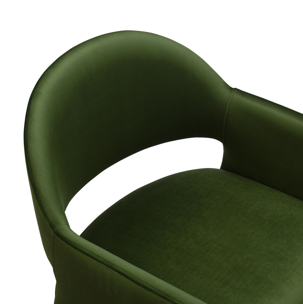 Talia Performance Velvet Dining Armchair - Moss Green