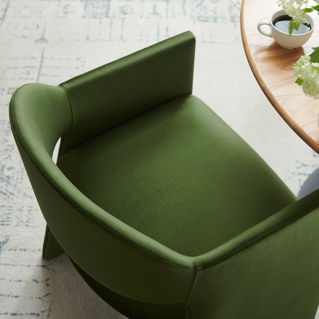 Talia Performance Velvet Dining Armchair - Moss Green