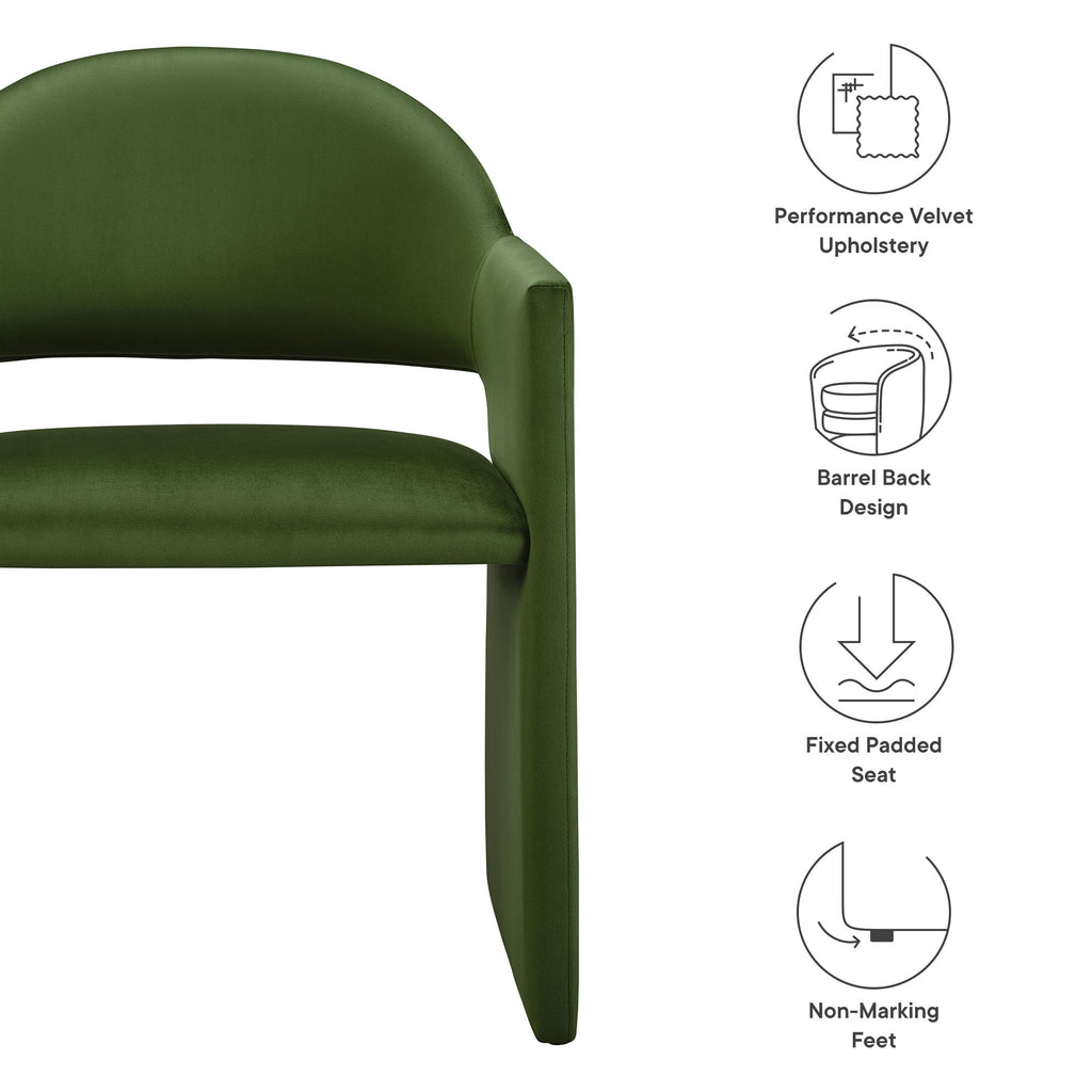 Talia Performance Velvet Dining Armchair - Moss Green