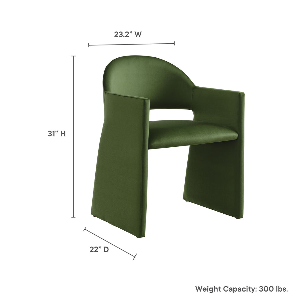 Talia Performance Velvet Dining Armchair - Moss Green