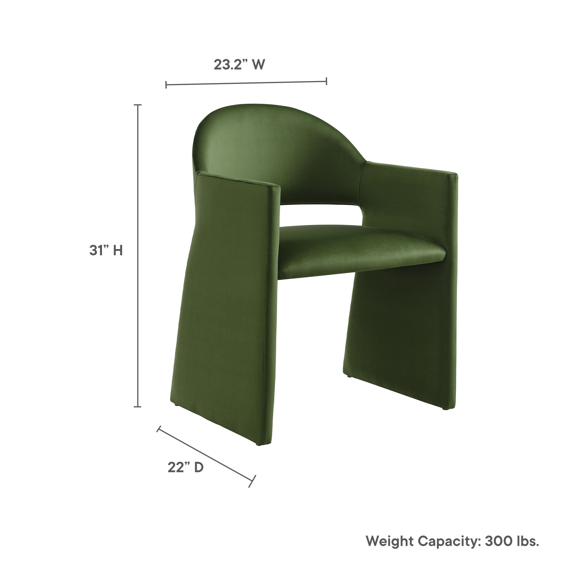 Talia Performance Velvet Dining Armchair - Moss Green