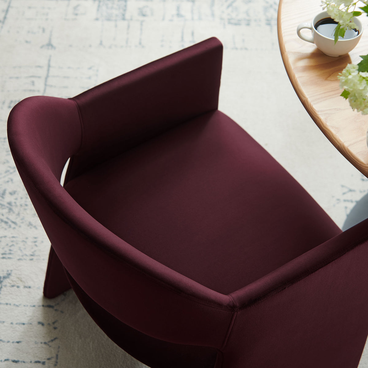 Talia Performance Velvet Dining Armchair - Mulberry