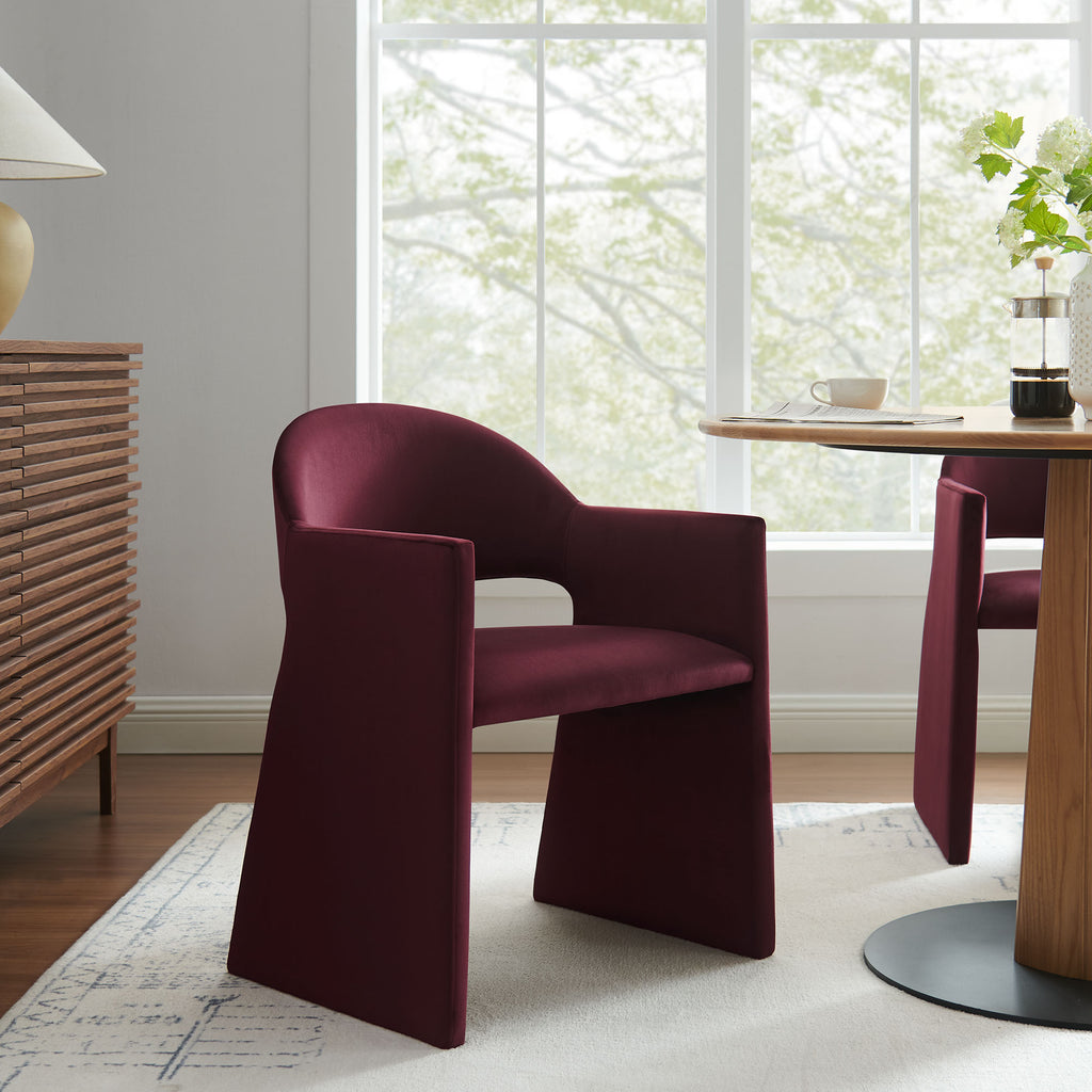 Talia Performance Velvet Dining Armchair - Mulberry