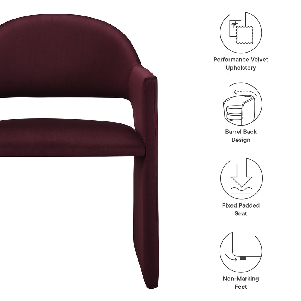 Talia Performance Velvet Dining Armchair - Mulberry