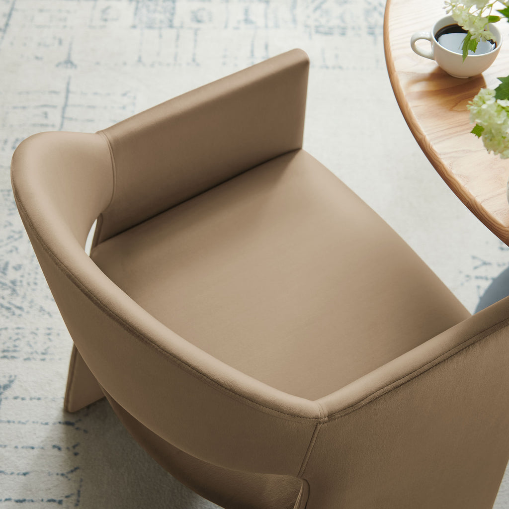 Talia Performance Velvet Dining Armchair - Taupe