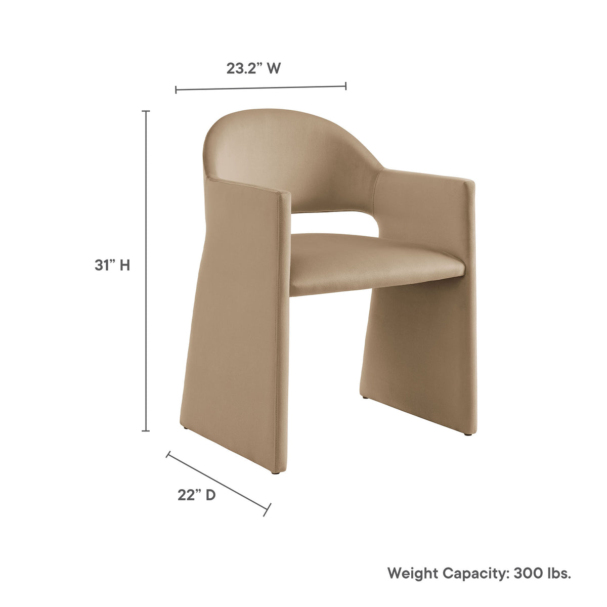 Talia Performance Velvet Dining Armchair - Taupe