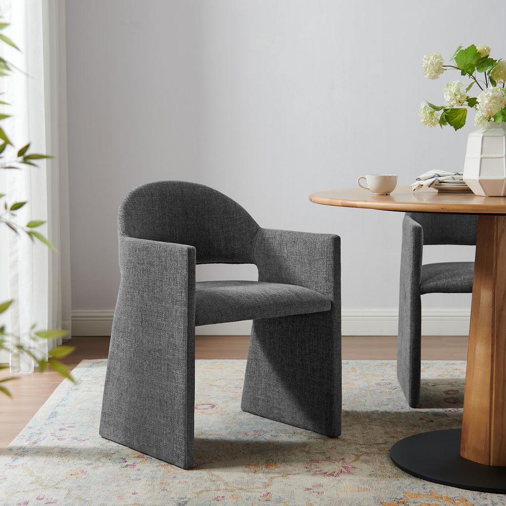 Talia Upholstered Fabric Dining Armchair - Charcoal