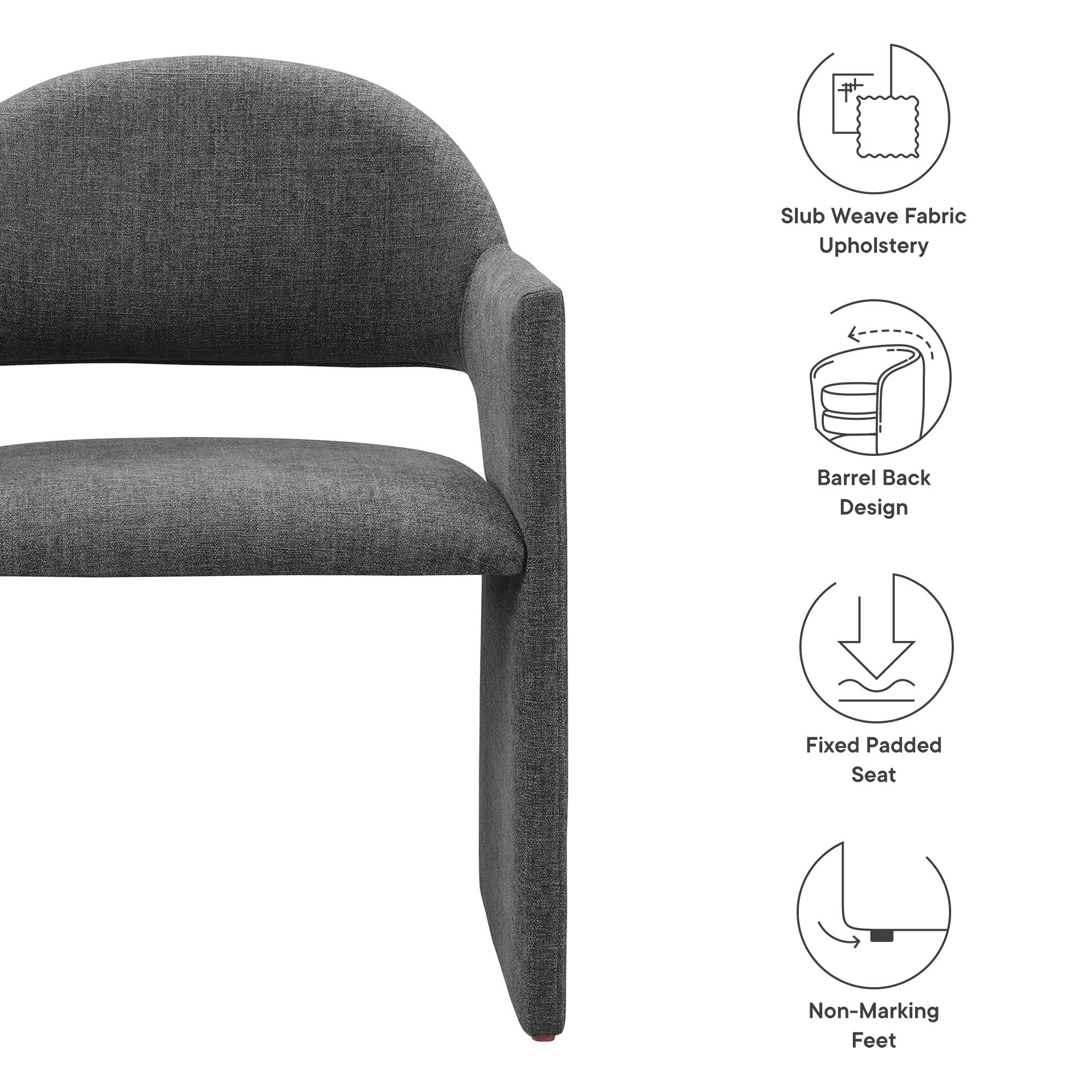 Talia Upholstered Fabric Dining Armchair - Charcoal