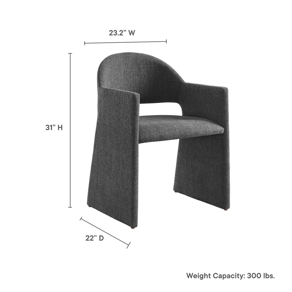Talia Upholstered Fabric Dining Armchair - Charcoal