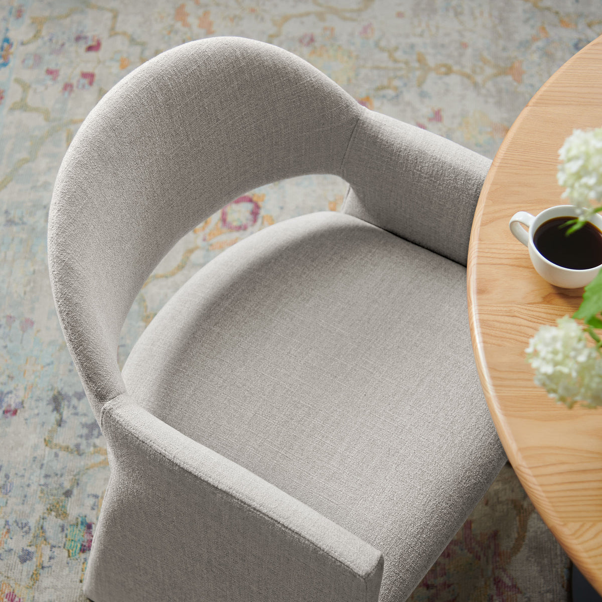 Talia Upholstered Fabric Dining Armchair - Linen