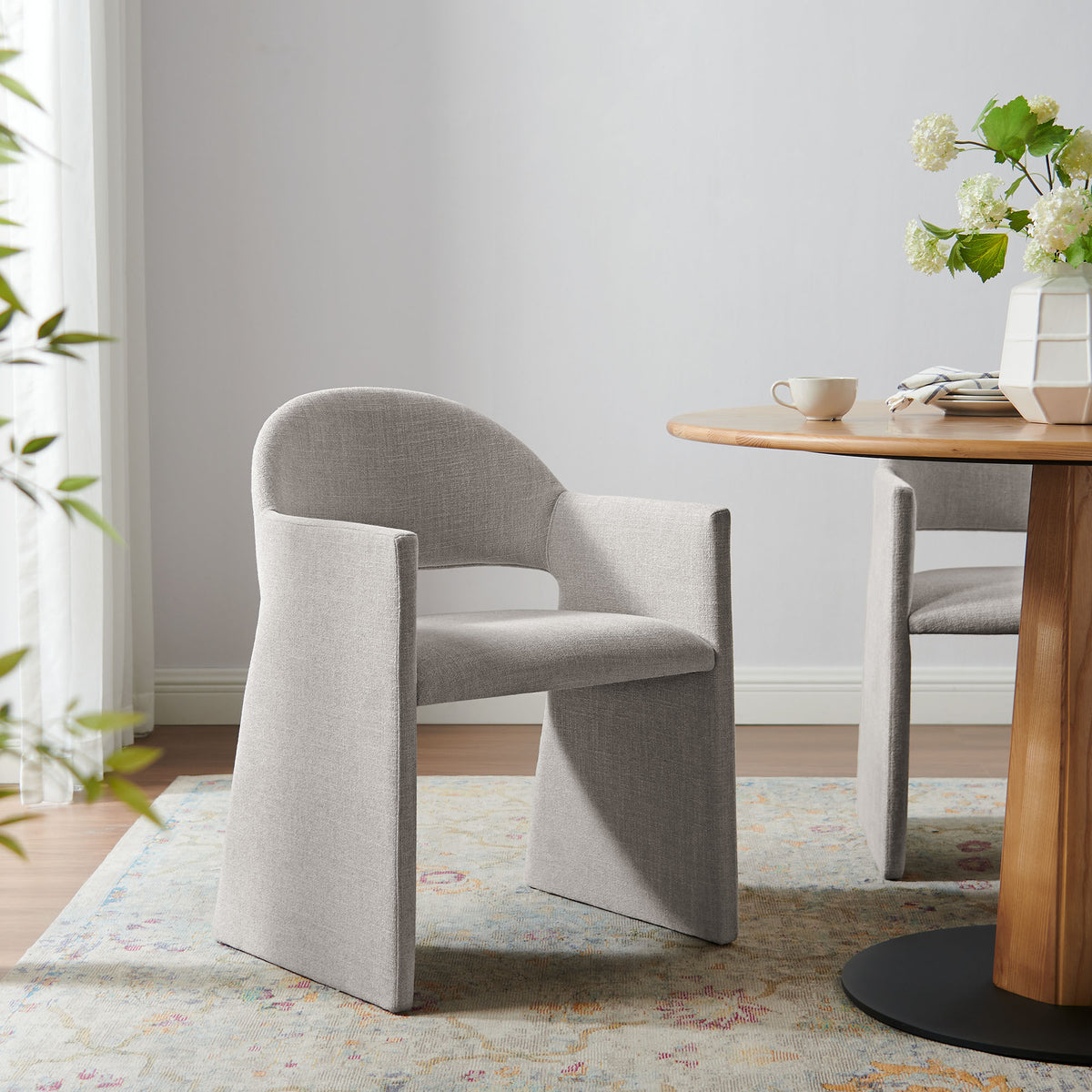 Talia Upholstered Fabric Dining Armchair - Linen