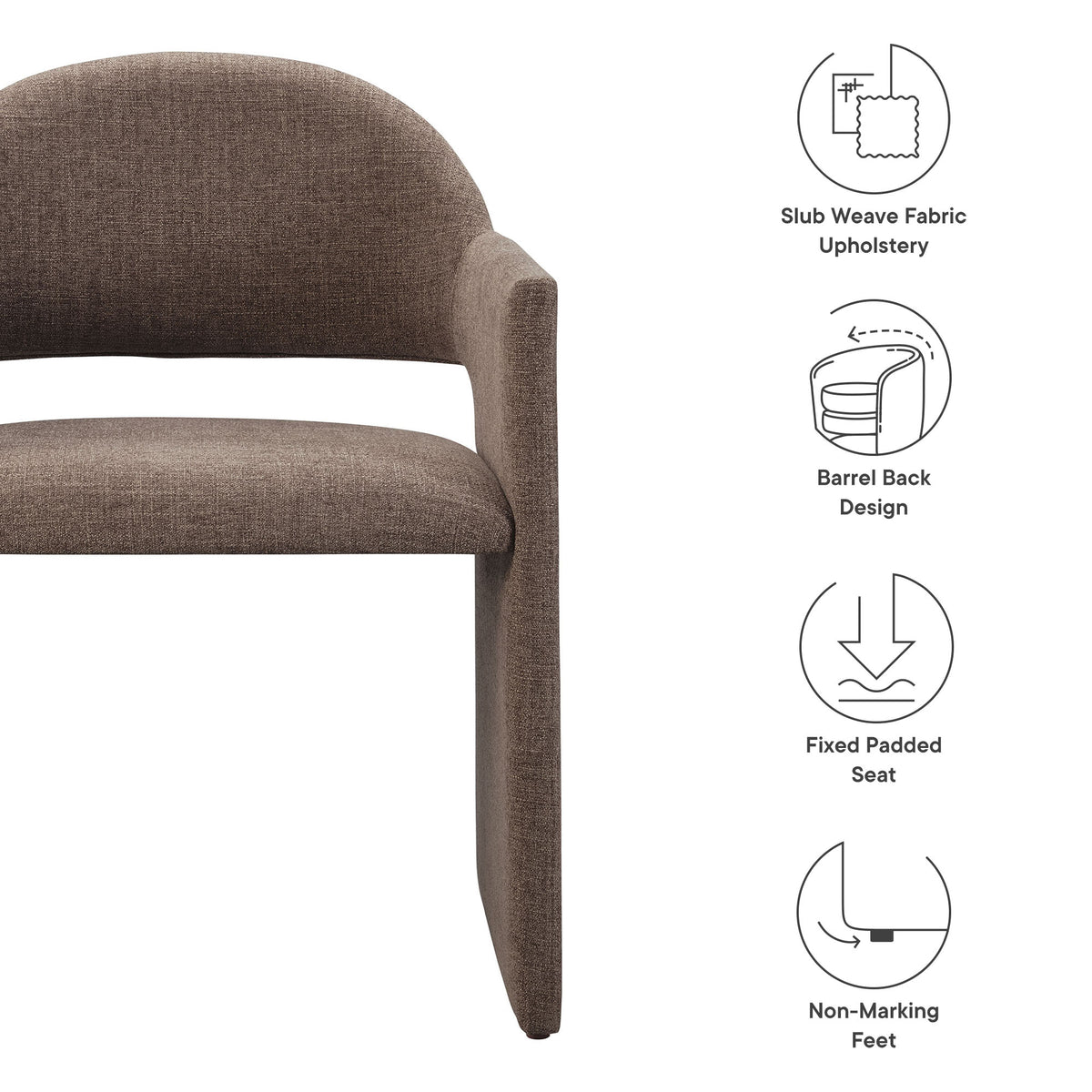 Talia Upholstered Fabric Dining Armchair - Mocha