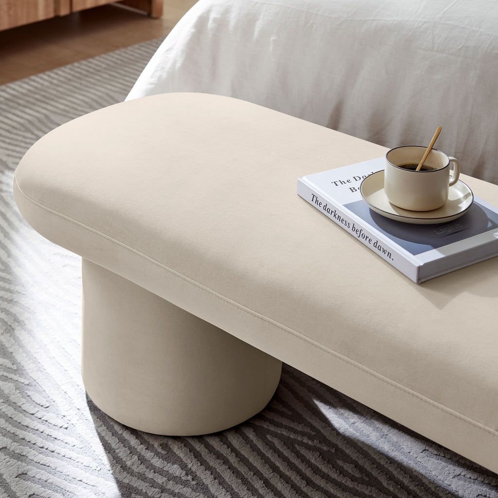 Orla Performance Velvet Bench - Almond