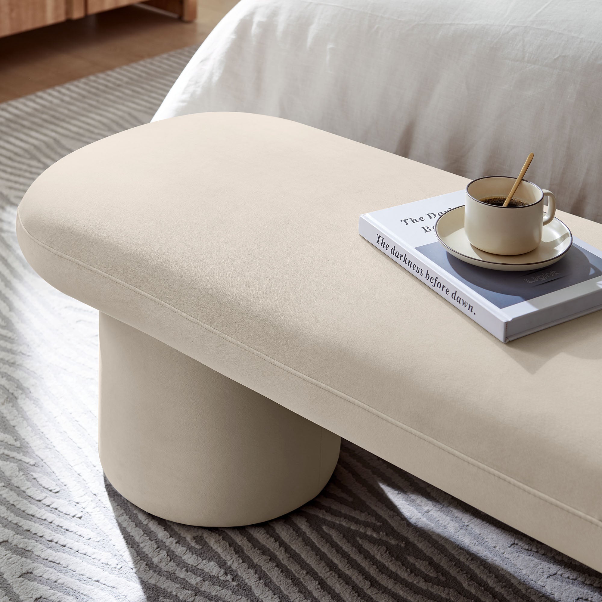 Orla Performance Velvet Bench - Almond