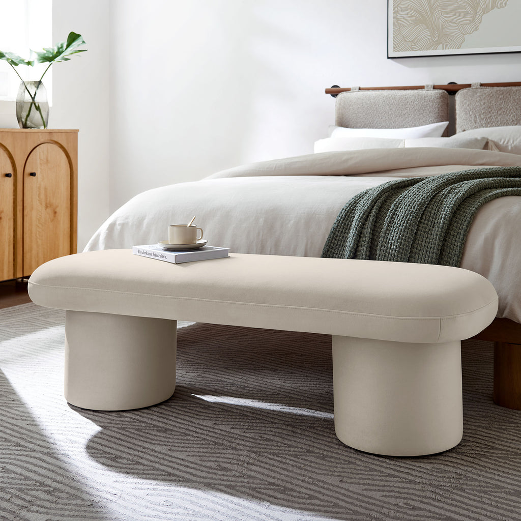 Orla Performance Velvet Bench - Almond