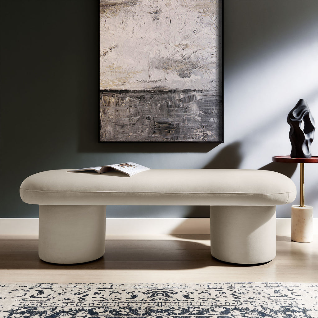 Orla Performance Velvet Bench - Almond