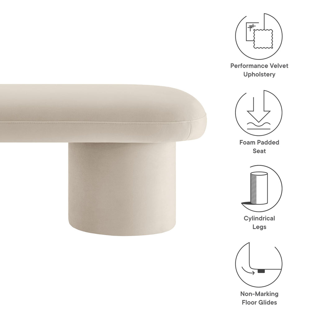 Orla Performance Velvet Bench - Almond