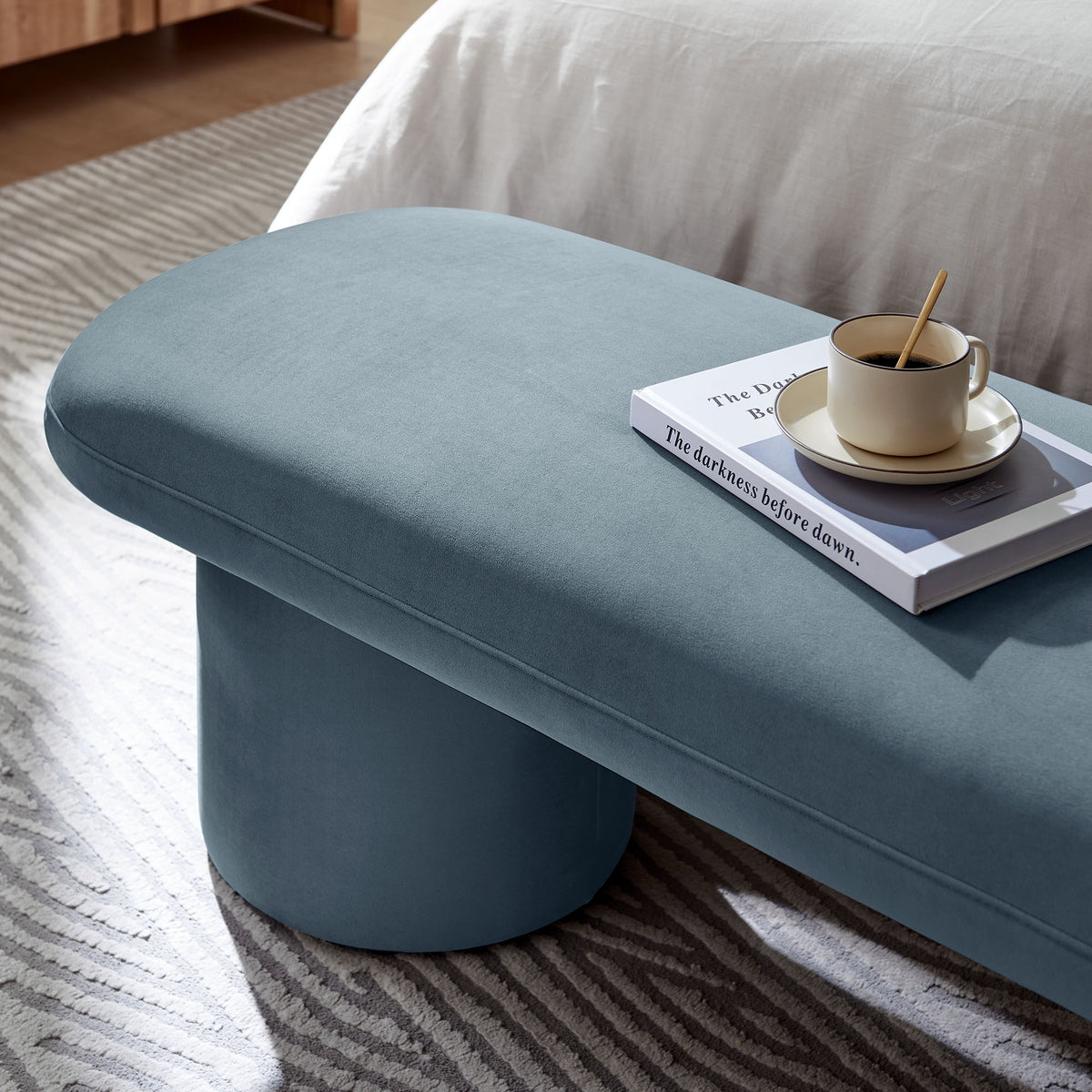 Orla Performance Velvet Bench - Cadet Blue