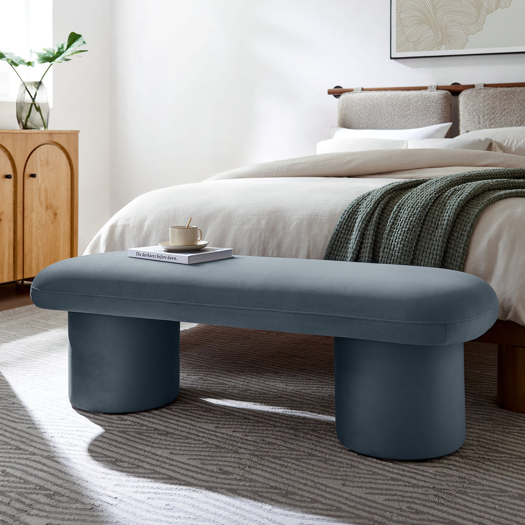 Orla Performance Velvet Bench - Cadet Blue