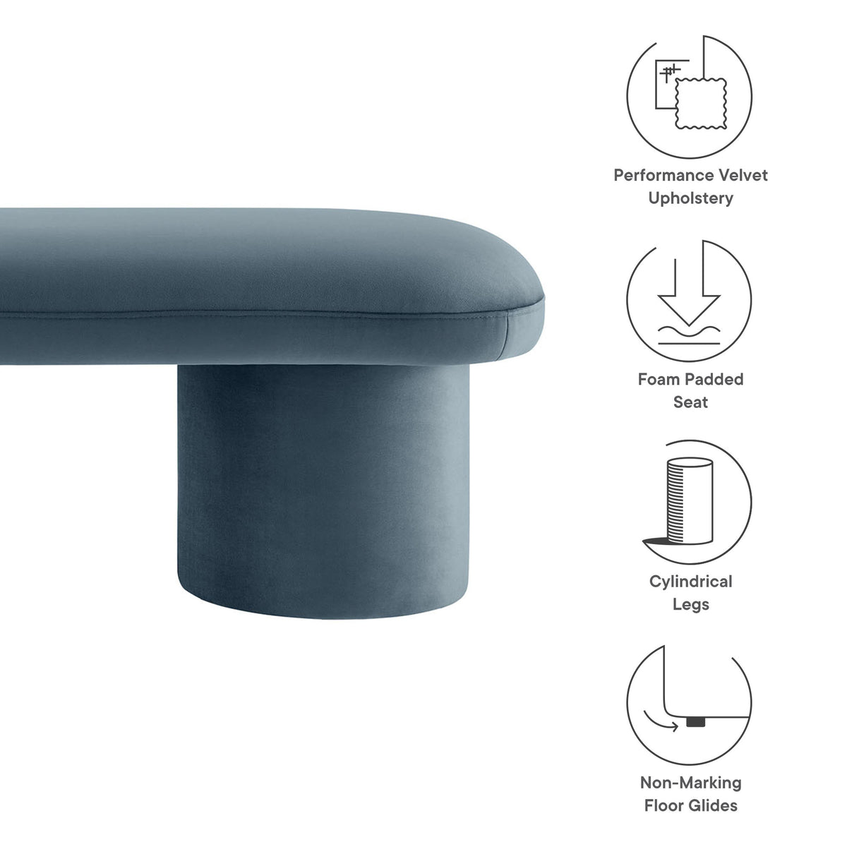 Orla Performance Velvet Bench - Cadet Blue