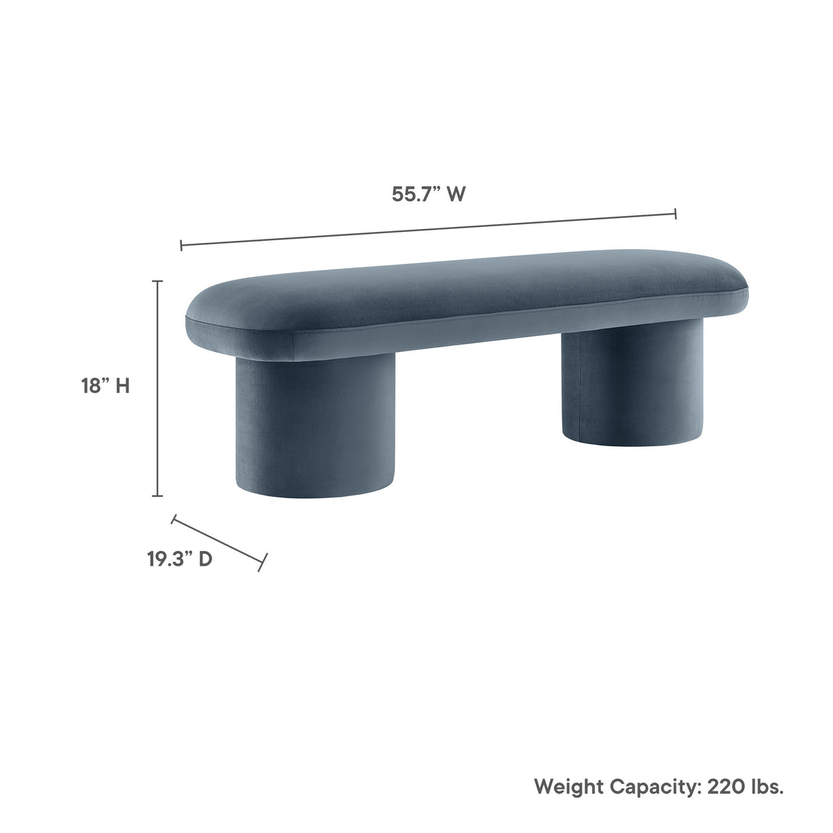 Orla Performance Velvet Bench - Cadet Blue