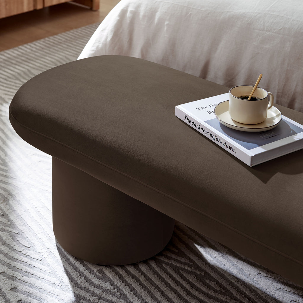 Orla Performance Velvet Bench - Chocolate Brown