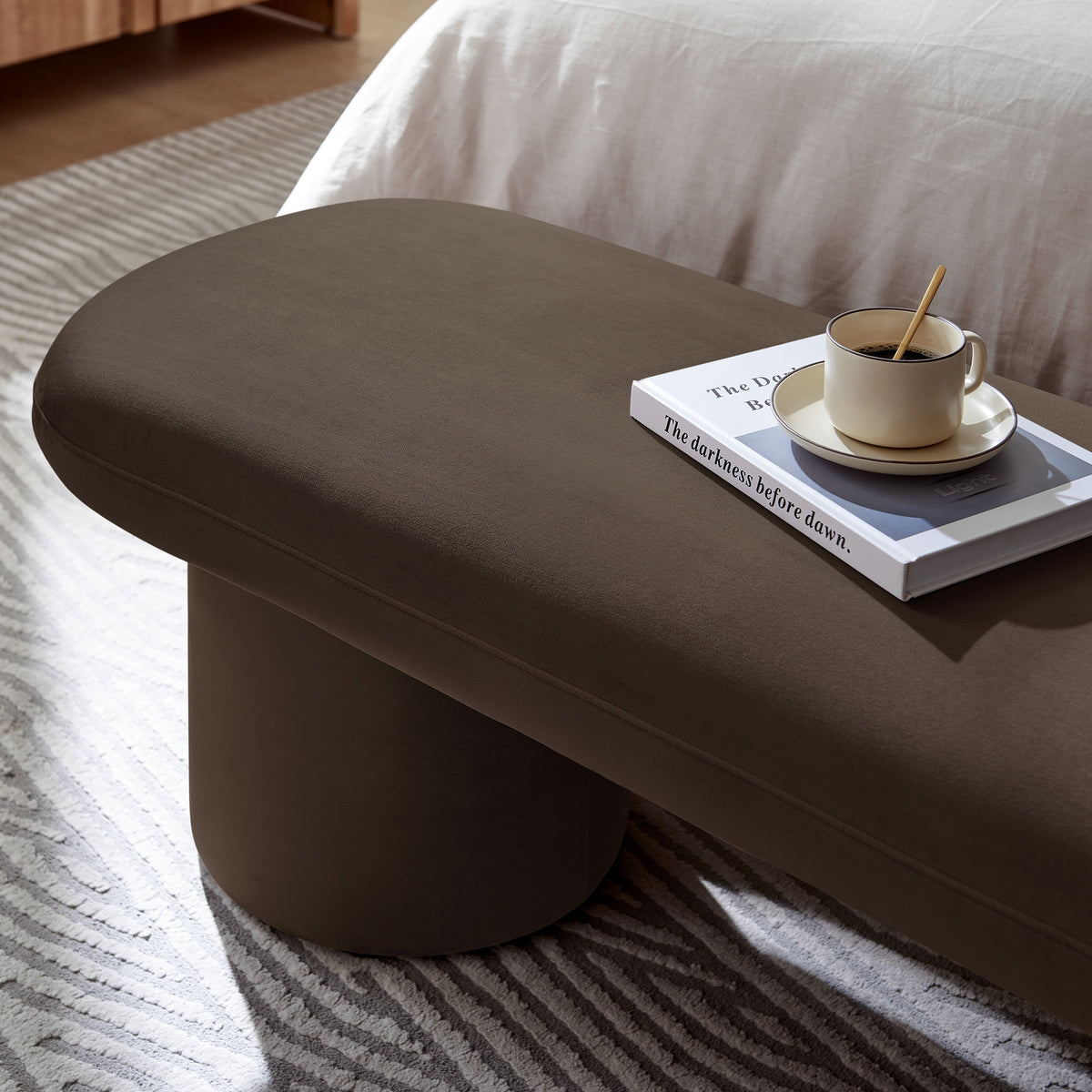 Orla Performance Velvet Bench - Chocolate Brown