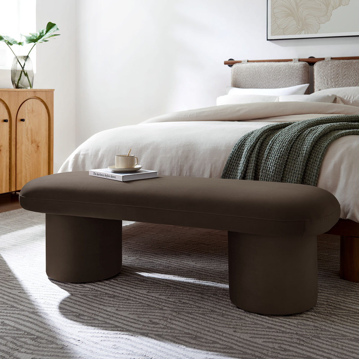 Orla Performance Velvet Bench - Chocolate Brown