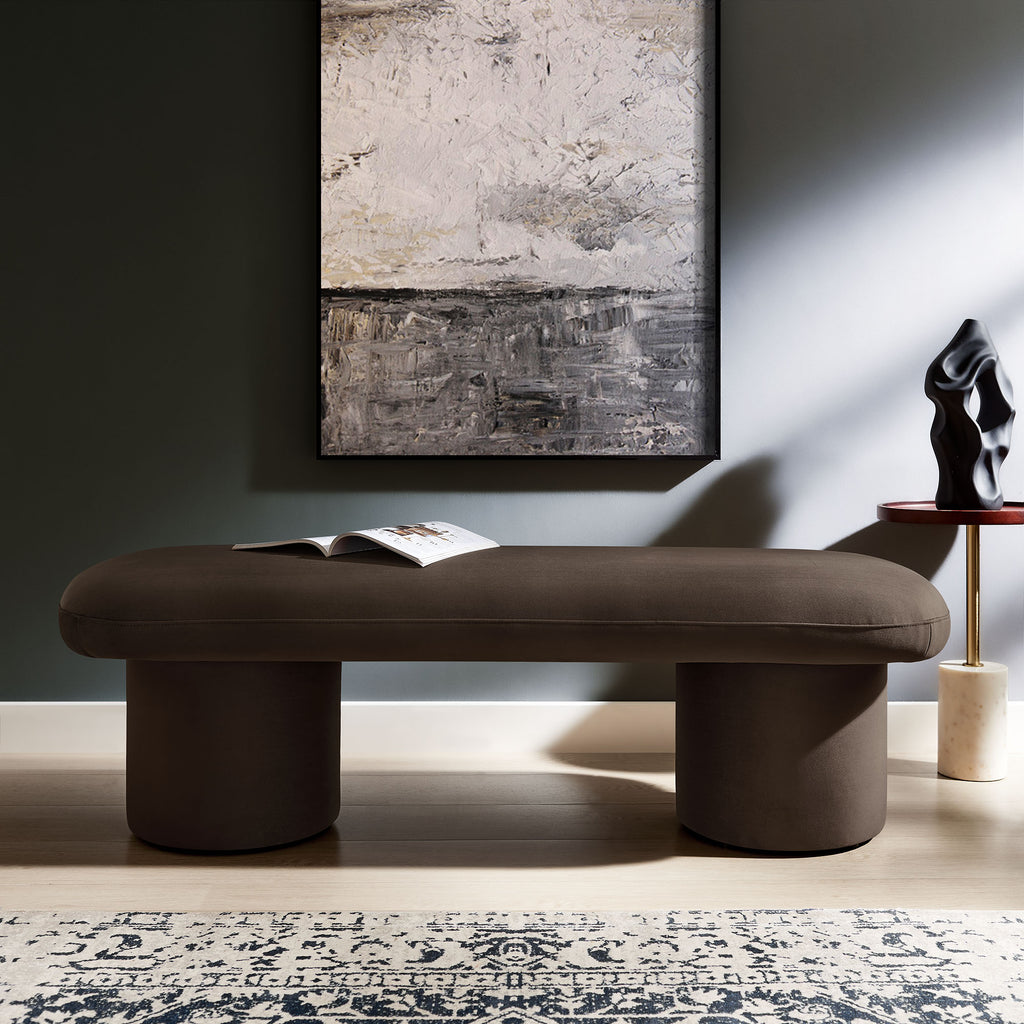 Orla Performance Velvet Bench - Chocolate Brown